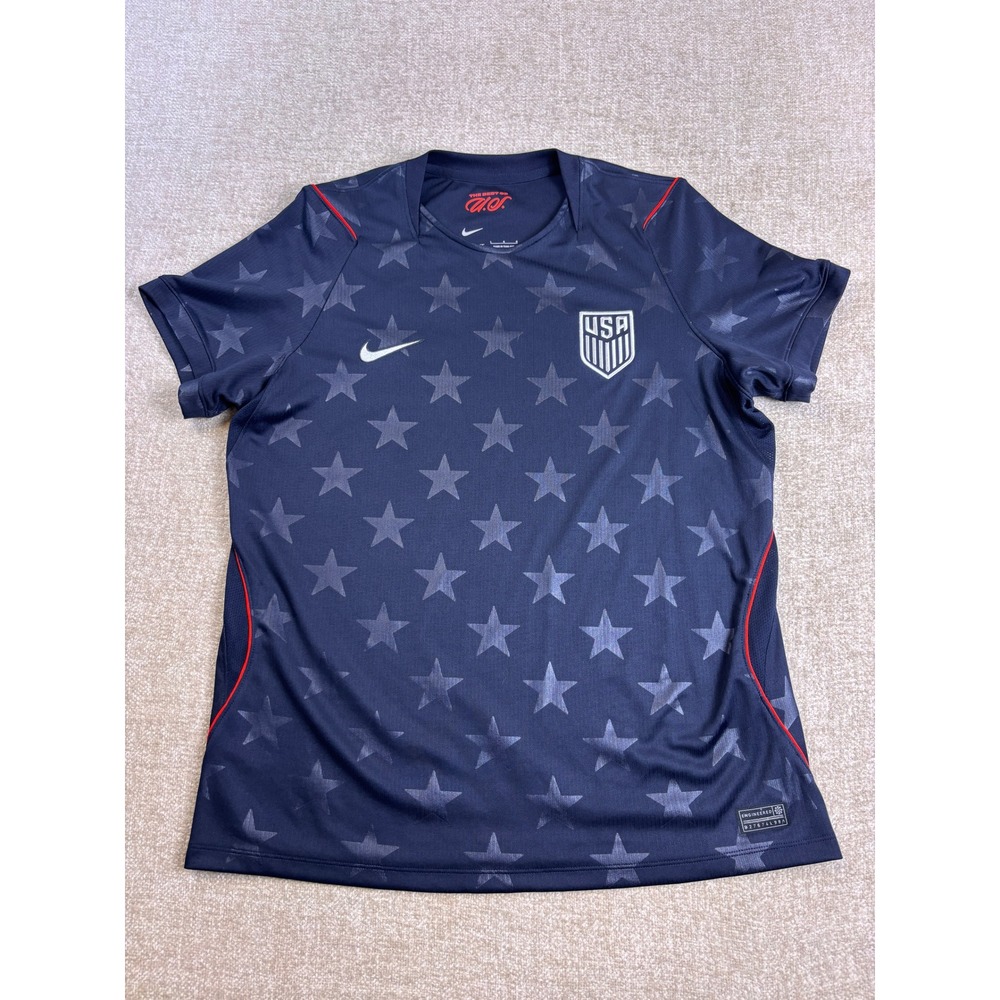 Nike USWNT USA Soccer Jersey Womens Large Navy Blue Stars Dri-FIT SU26 NAC